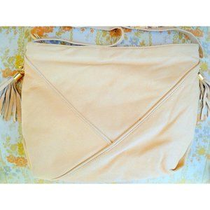 Vintage tan leather tassel fringe purse light brown leather shoulder bag